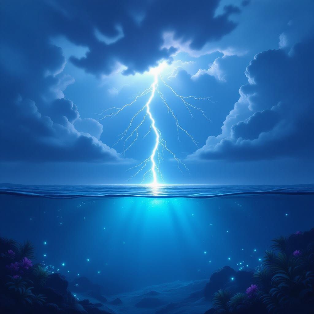 Stormy Sky Meets Underwater World With Lightning