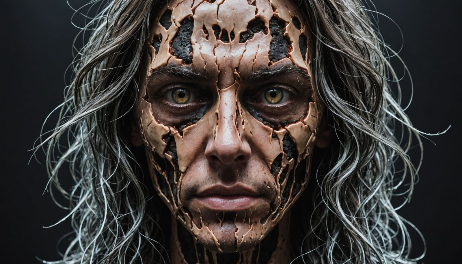 Face Melting into Digital Static