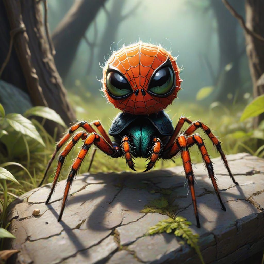 Mischievous Spiderling Hunts Adventurers