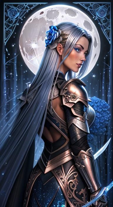 Lady in Bronze Armor in Enchanted Forest