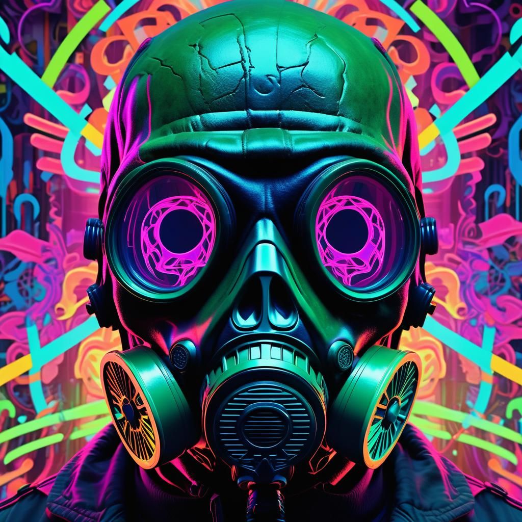 Vibrant Skull in Neon Bloom