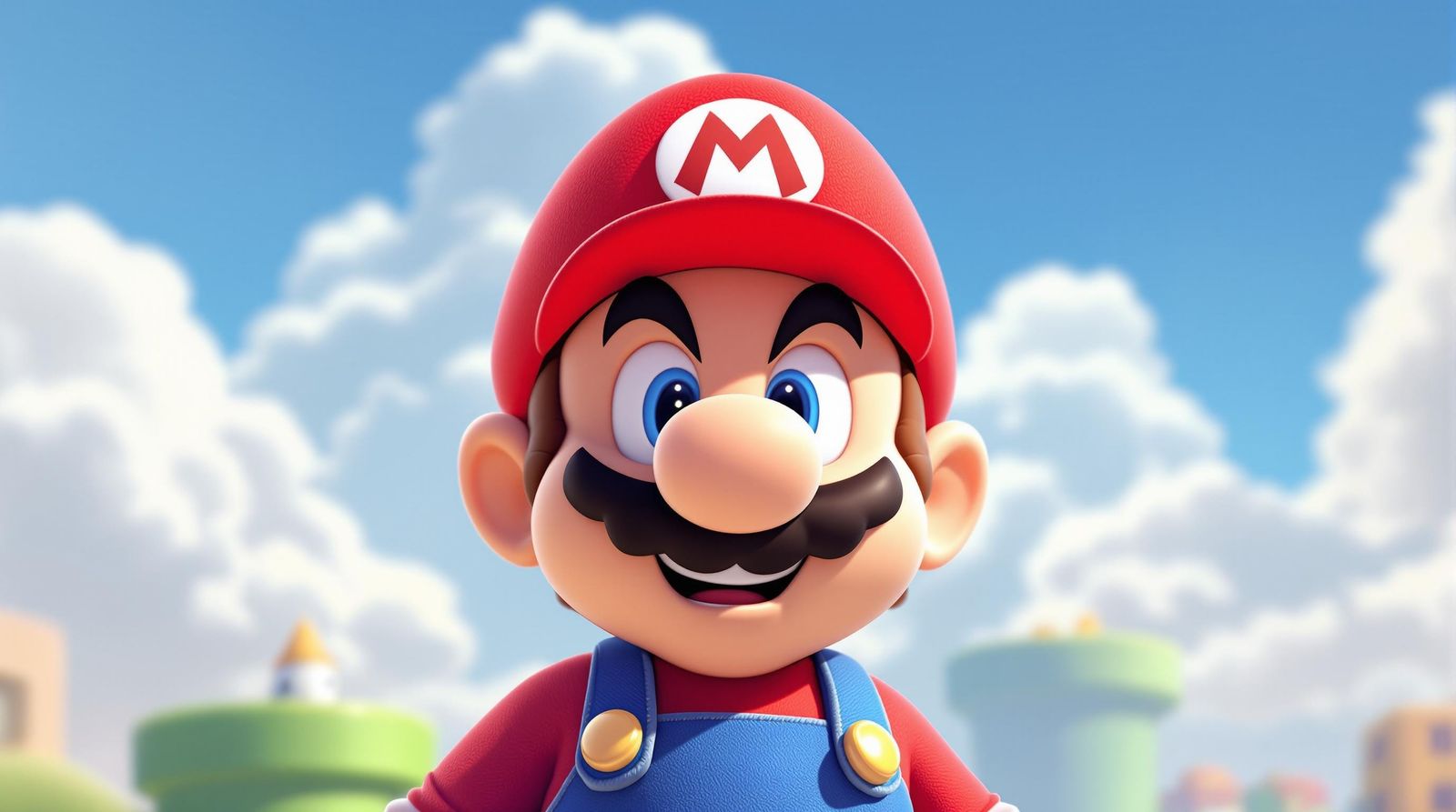 Super Mario Enjoying a Sunny Day with a Sour Face