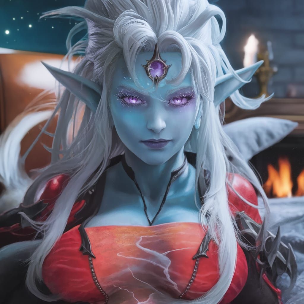 Elven Lich Wakes in a Cozy Bedroom