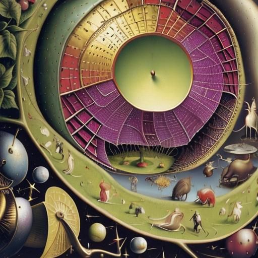 Detailed 3D Rendering Inspired by Bosch's Garden