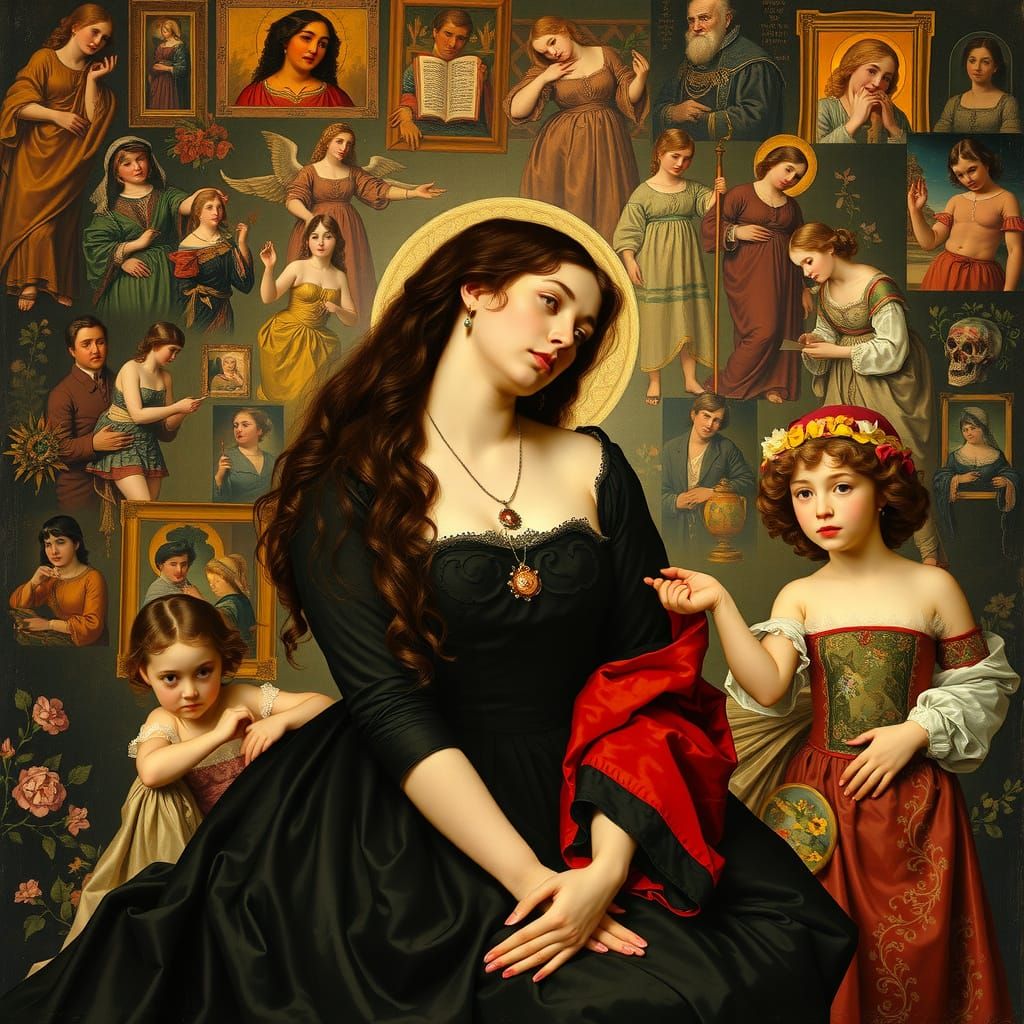 Mosaic Portrait of a Woman in an Eclectic Artistic Style