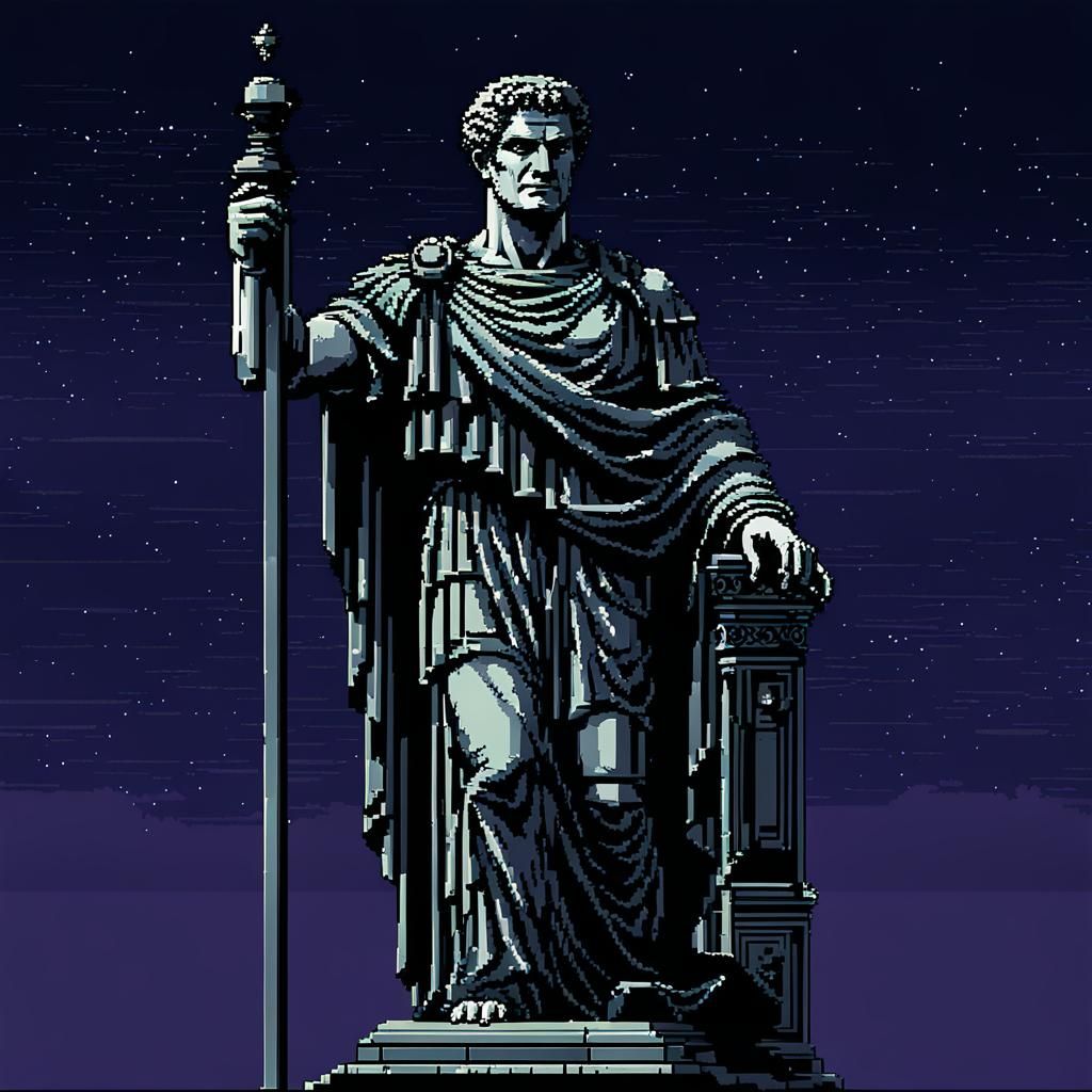 Nero Caesar Statue in 16-bit JRPG Pixel Art