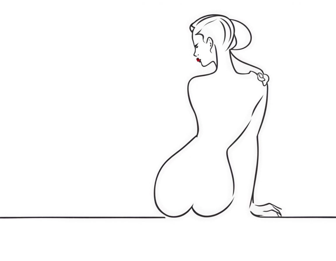 Minimalist Line Art Portrait of Korean Woman