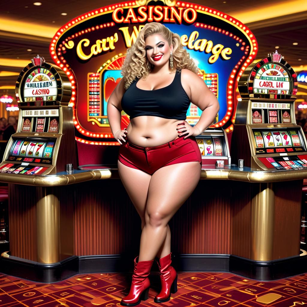 Confident Woman in Casino Scene