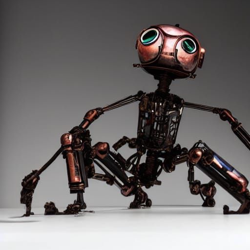 Robot Model in Goth Coffee Shop with Neon Light