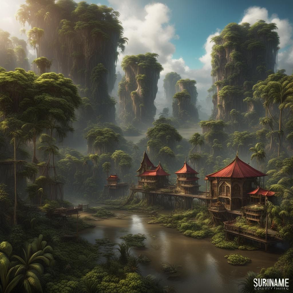 Fantastical Forest Village in Detailed Matte Painting