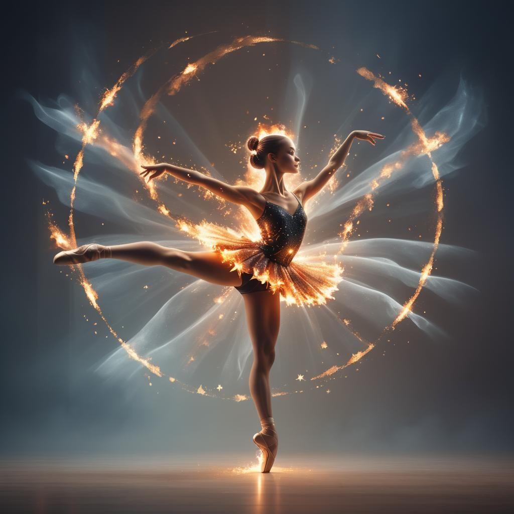 Radiant Star and Ballerina Double Exposure, 8k