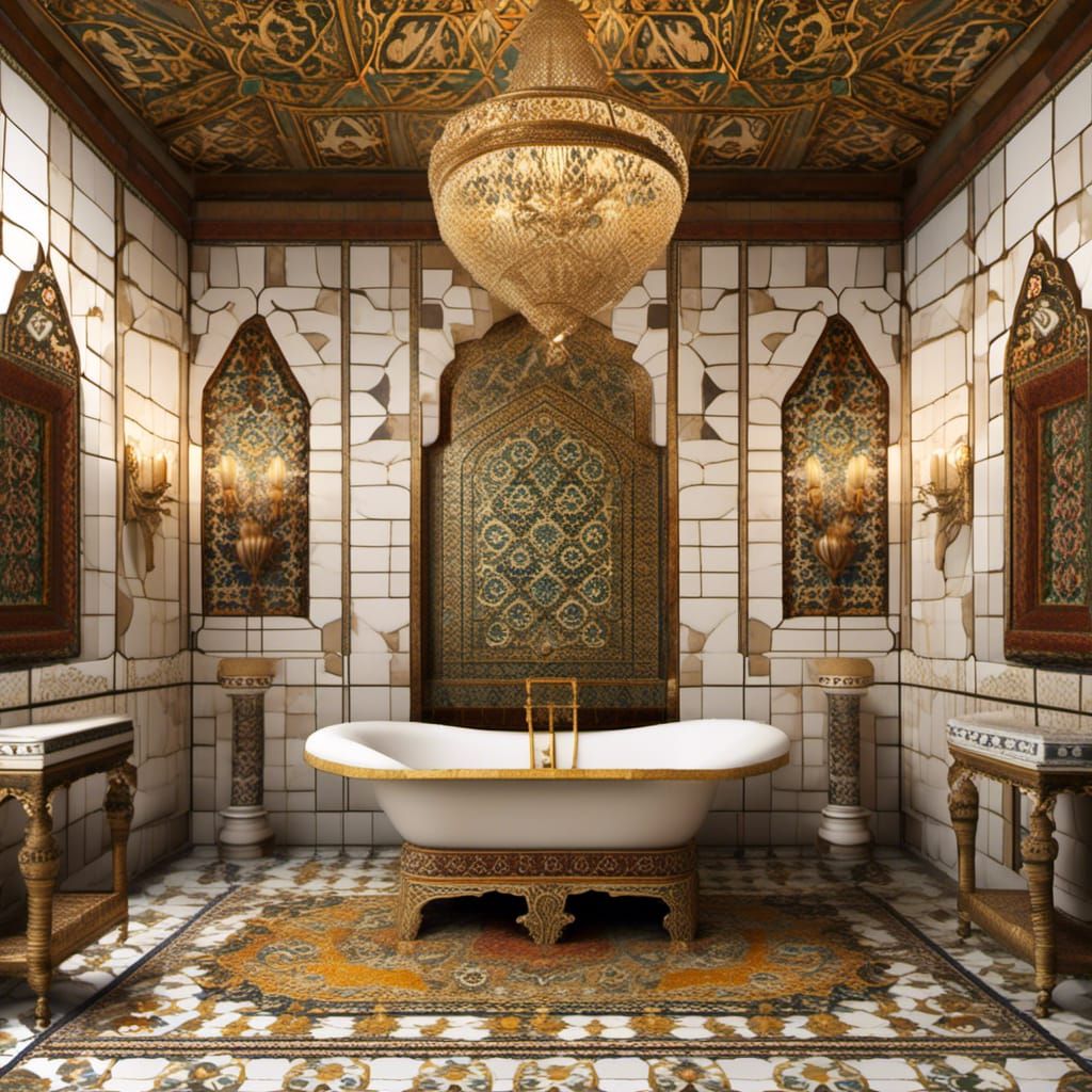 Luxurious Ottoman Bathroom with Gold Accents