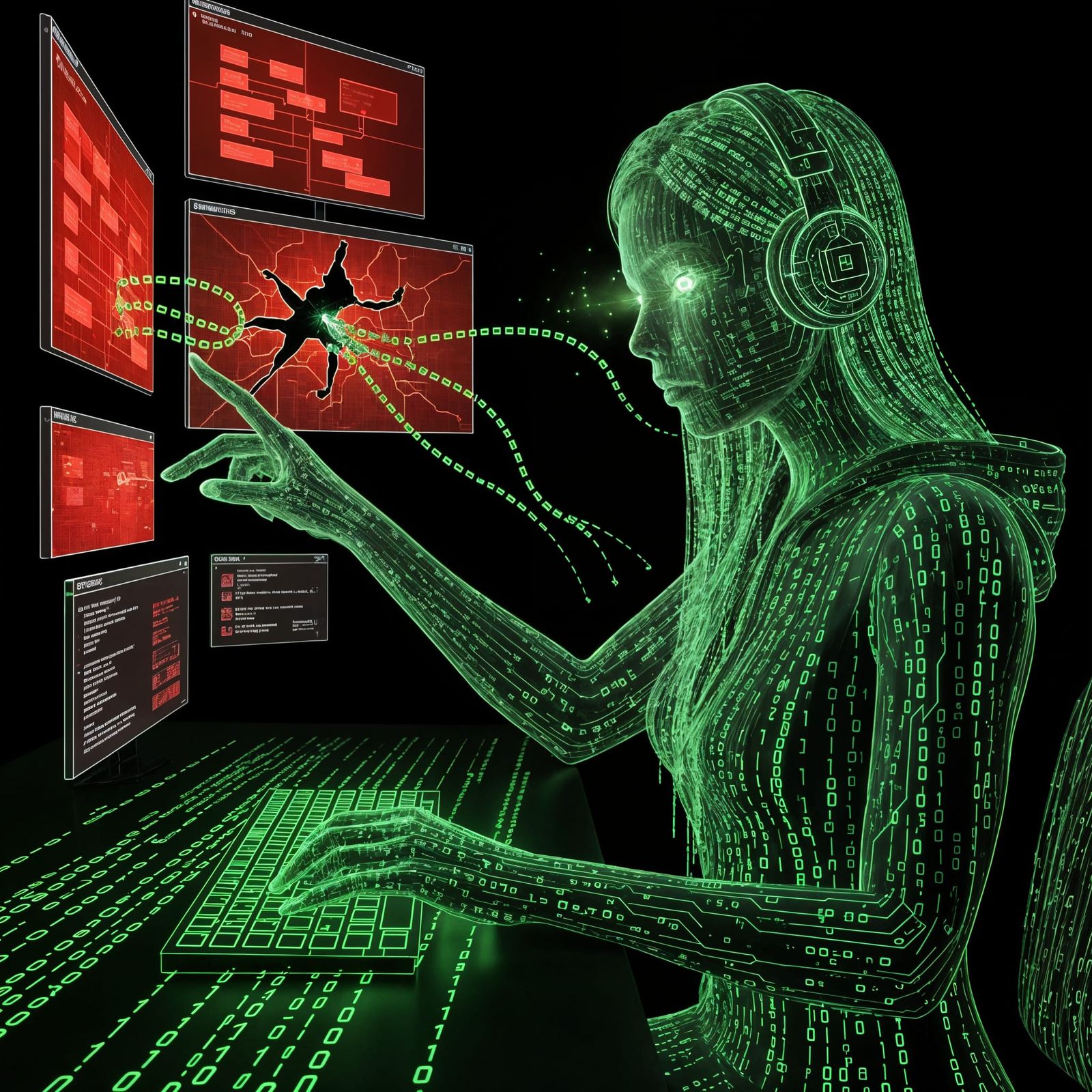 Hacker Girl Breaches Firewalls with Green Code Streams