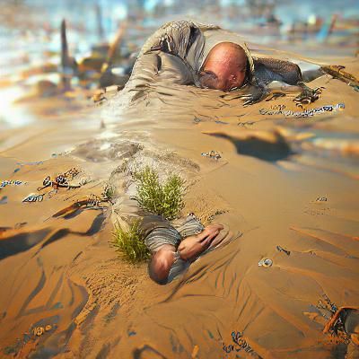 Man's Desperate Struggle: Trapped in Quicksand