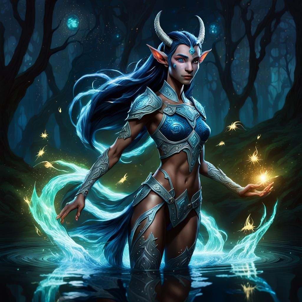 A beautiful female elf centaur with long elven ears similar ...