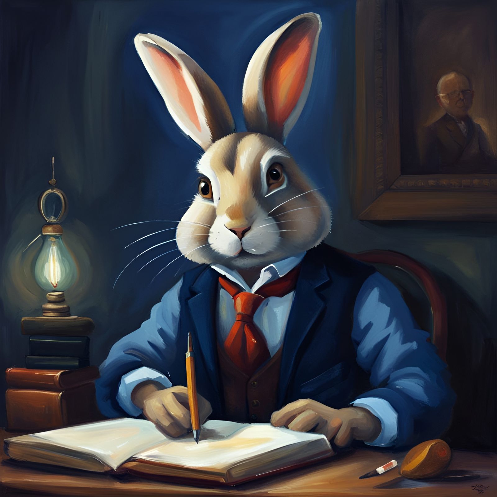 Peter Rabbit Writing His Memoir