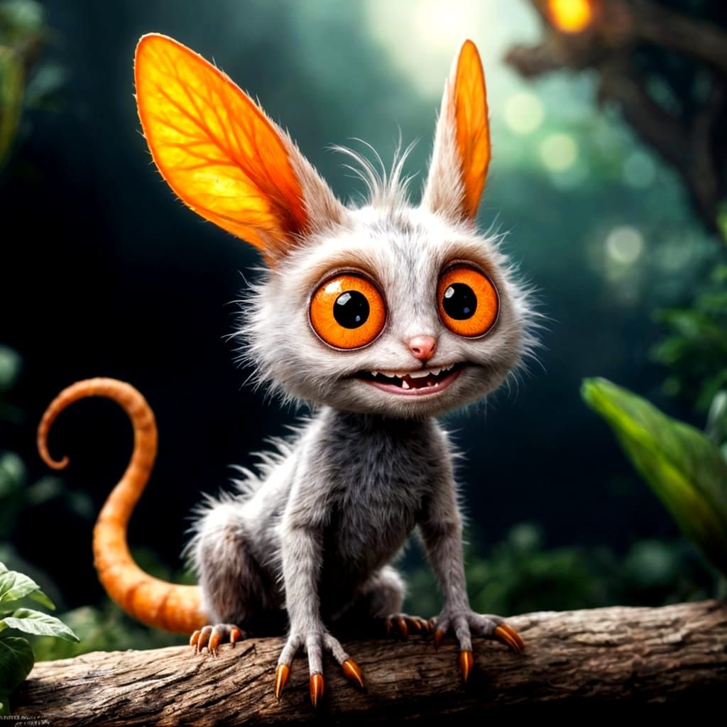 Tiny Furry Creature with Big Ears on Fingertip