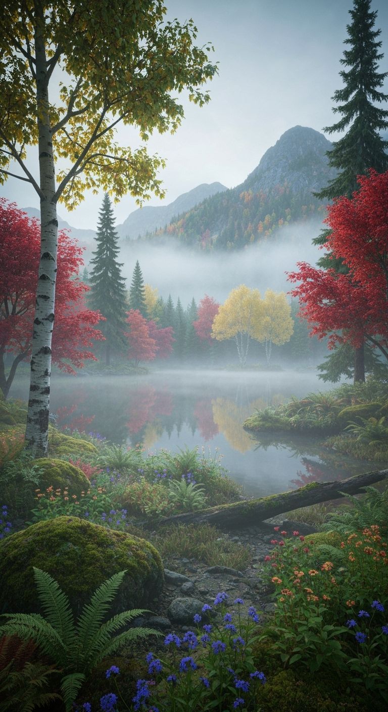 Foggy Autumn Forest, Reflectionson Lake.🍁🍂 Daily Challenge...