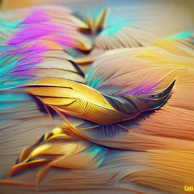 Pastel Gold-Tipped Feathers in 3D