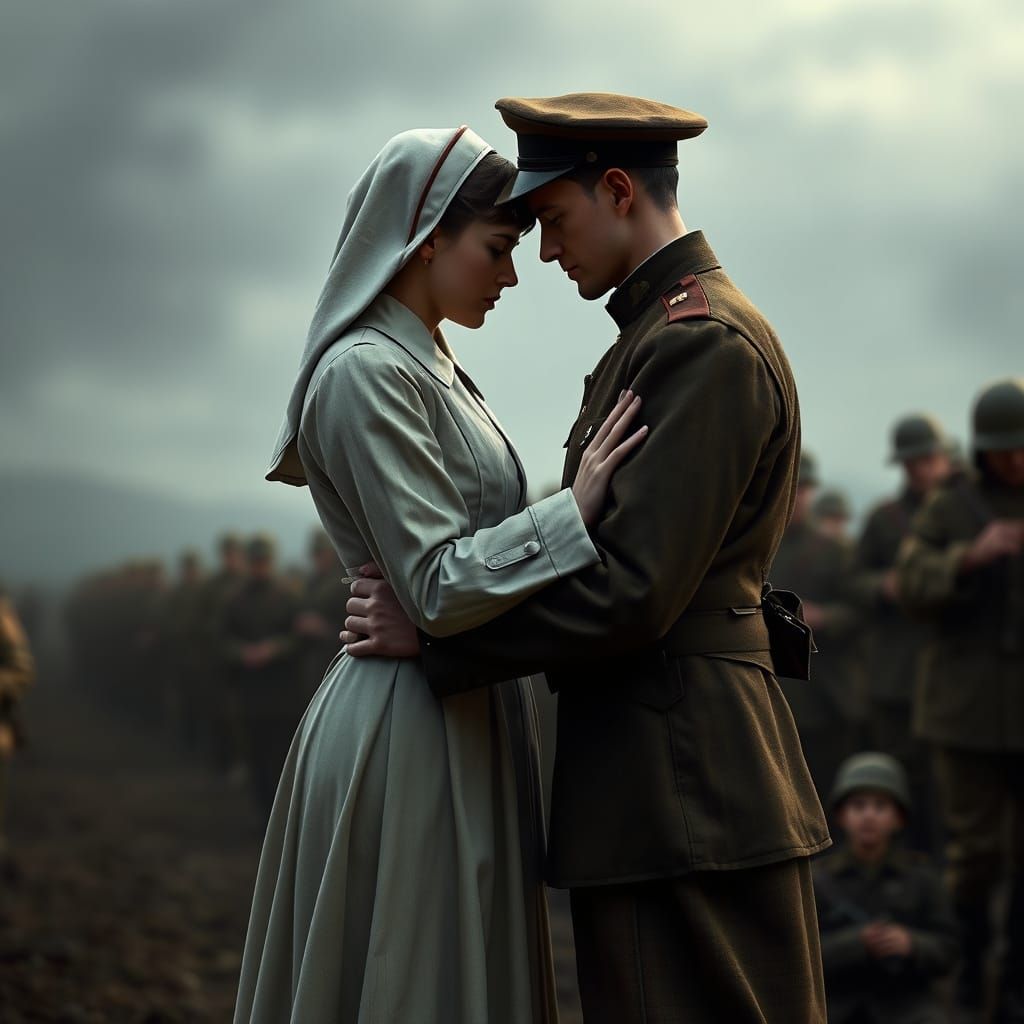 Emotional Goodbye Between Nurse and Soldier in WWI Italian F...