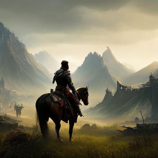 Fantasy Knight in Action: Digital Album Cover Art