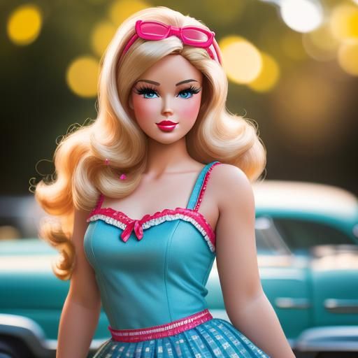 Barbie as Pin-Up Art in Elvgren Style