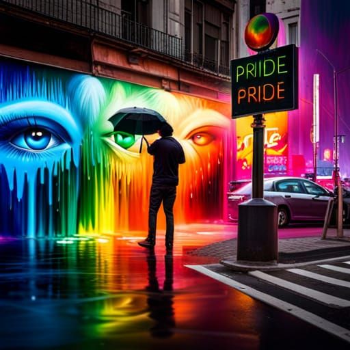 Rainbow Pride Street Art in Polychromatic Style
