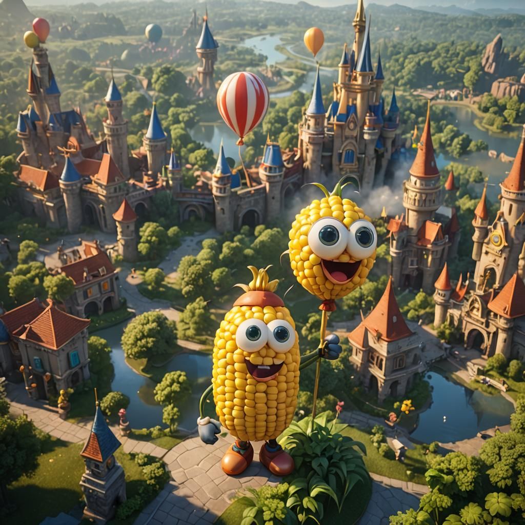 Corn Character's Disneyworld Adventure in 3D