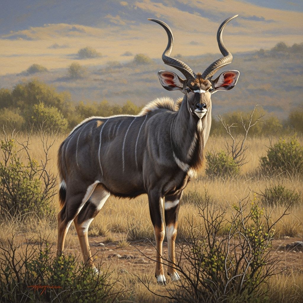 Mountain Nyala Portrait in Realistic Wildlife Style