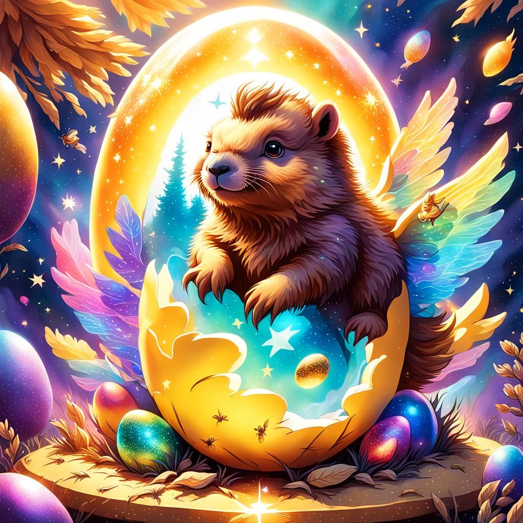 Cosmic Cub: A Surreal Dreamlike Illustration