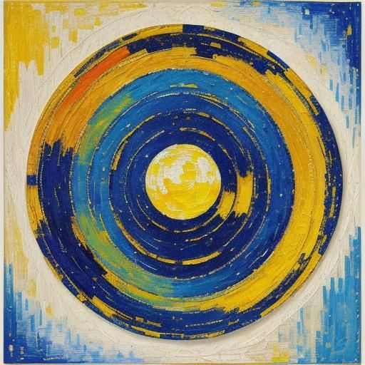 Neo-Impressionist Moon Quilt in Expressionist Style