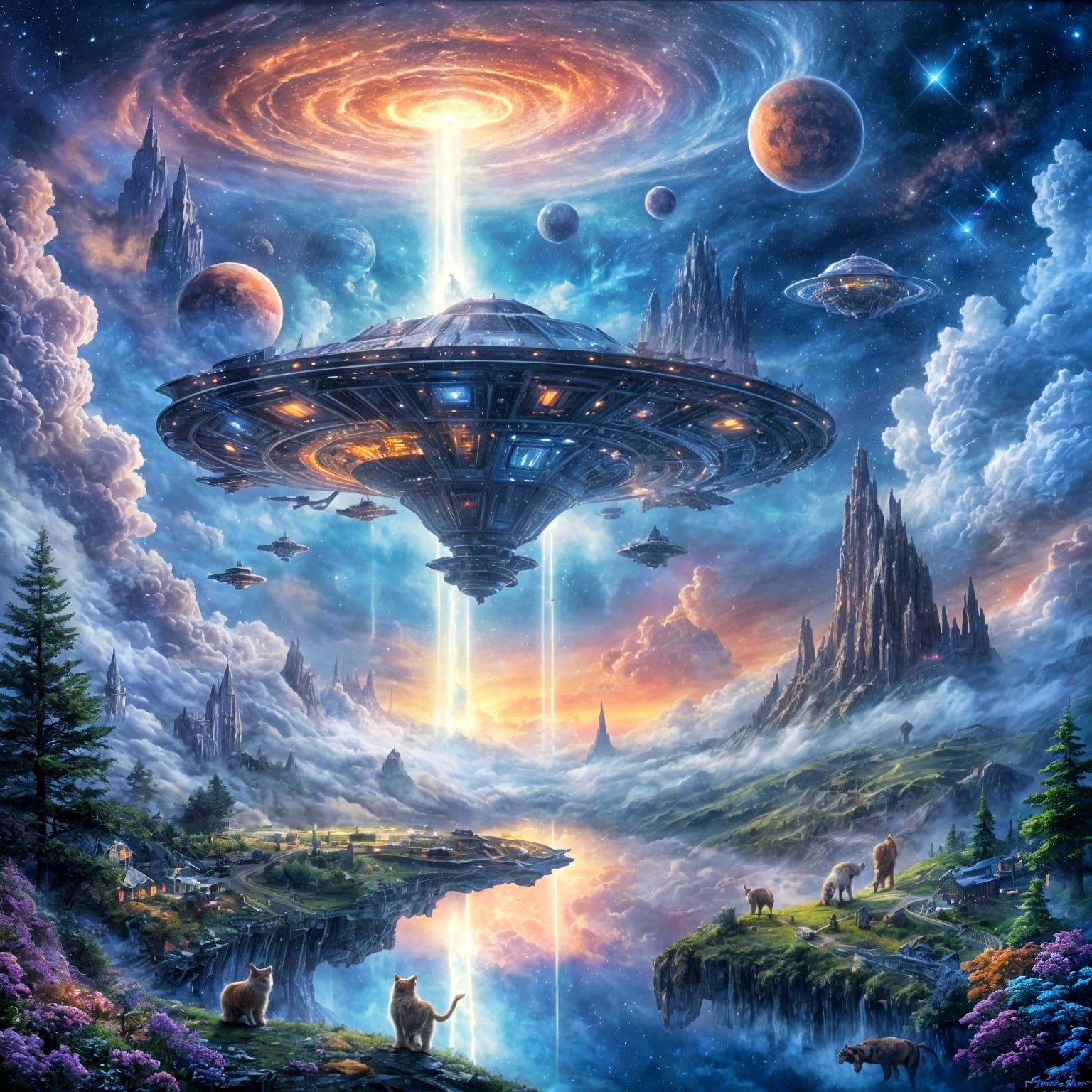 kittens spaceship nebula