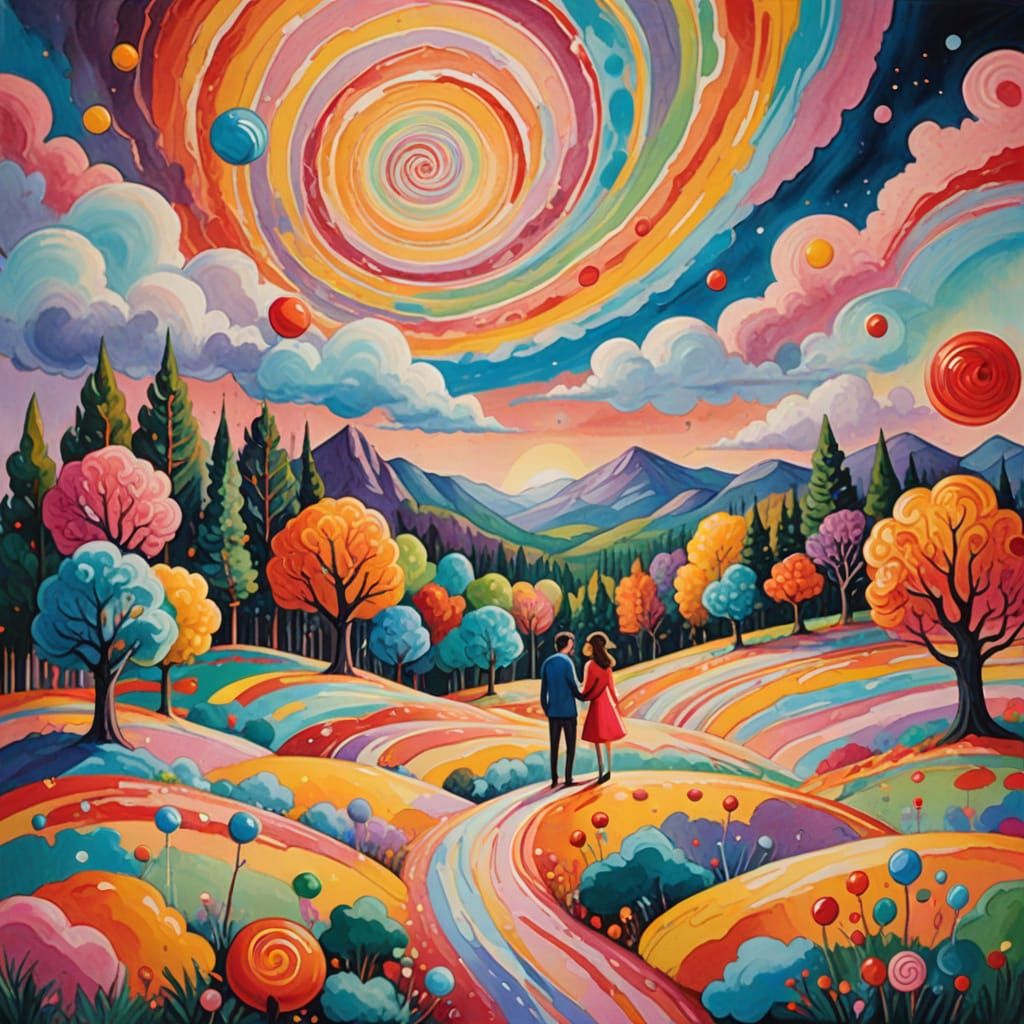 Whimsical Couple in Candyland Wonderland