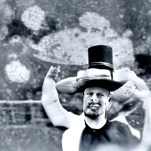 Stone Cold Steve Austin in Top Hat, Vintage Photo
