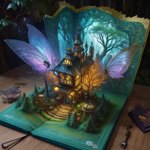 Magical Forest with Fairies in Hyperrealistic Splash Art