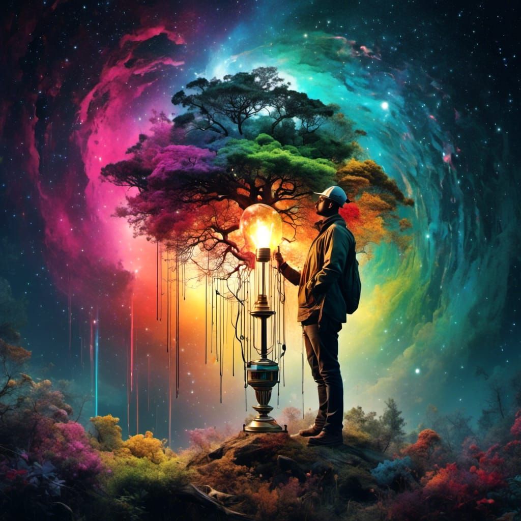 Radiant Lamp with Muted Rainbow Gradient