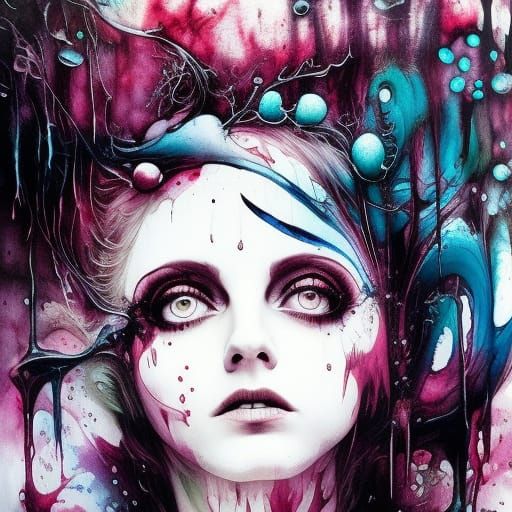 Joyful Fae Creature in Colorful Ink Splash Style