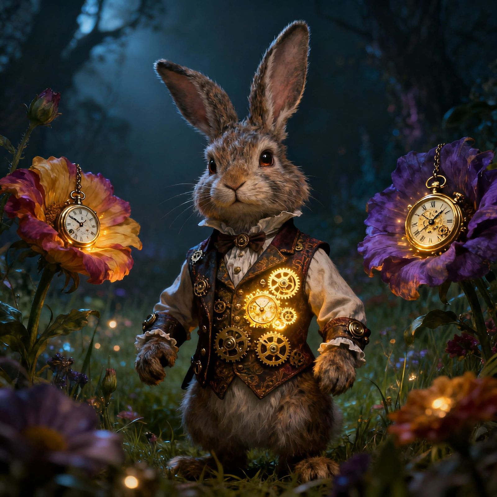 Victorian Rabbit in Magical Meadow