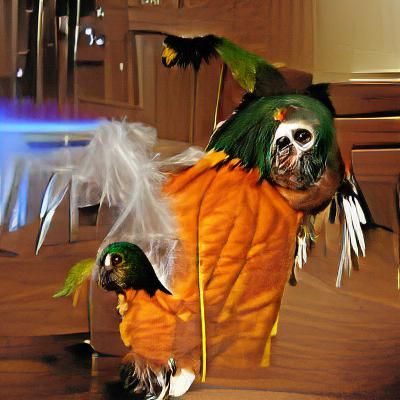 Halloween Conure Parrot in Cartoon Style