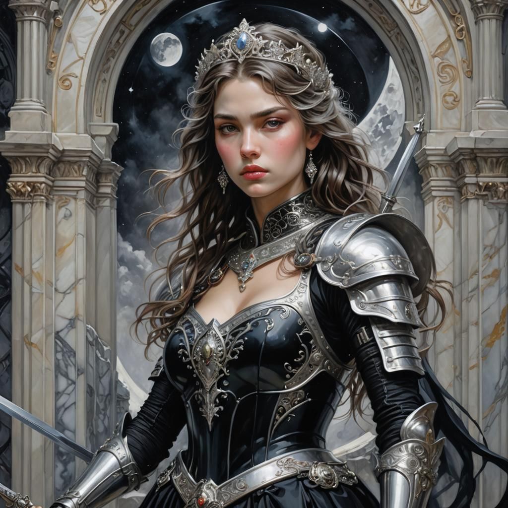 Moon Princess Portrait with Silver Sword