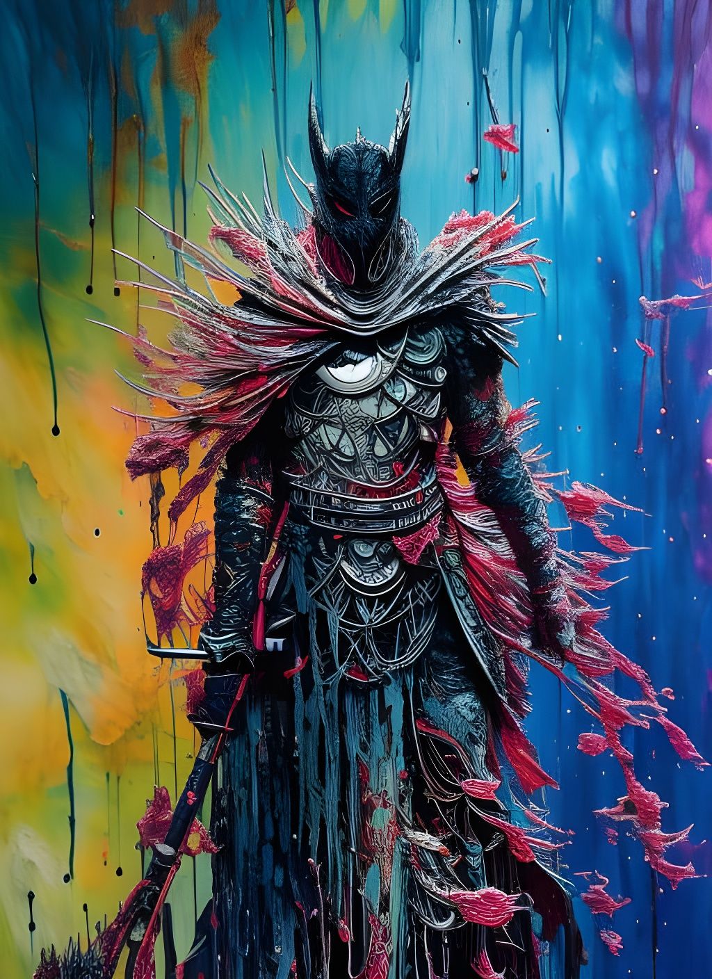 Dramatic Wraith Knight Painting in Acrylic Gouache