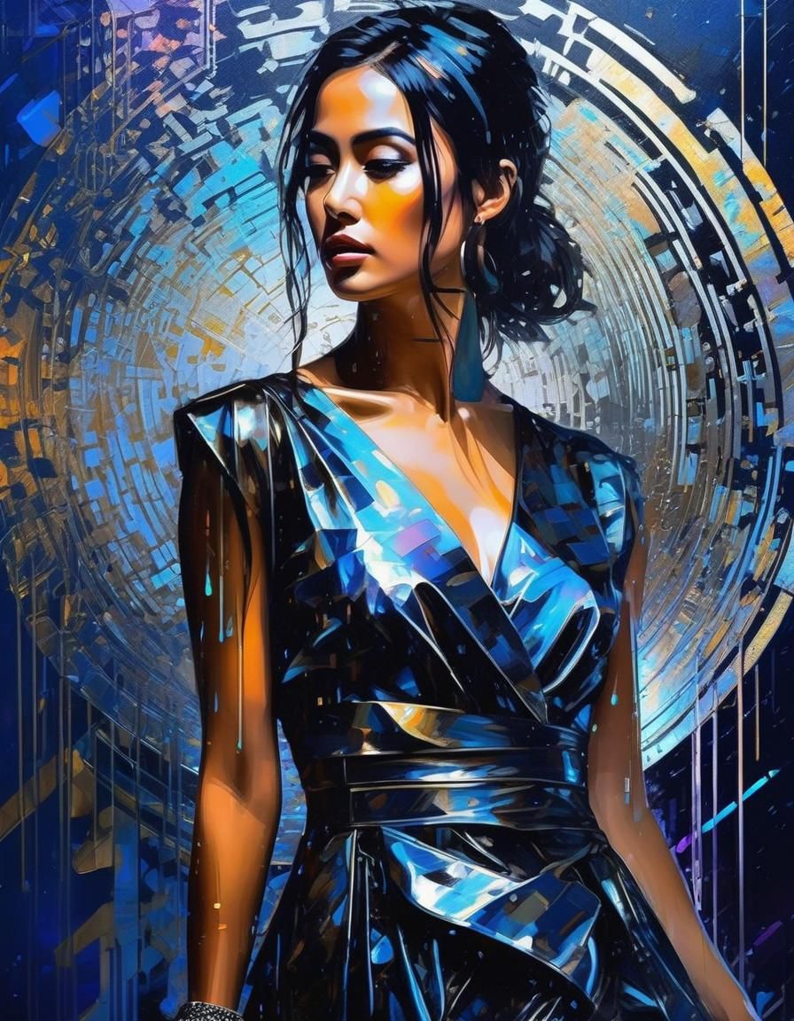 Moonlit Woman in Cyberpunk Rococo SpeedPaint