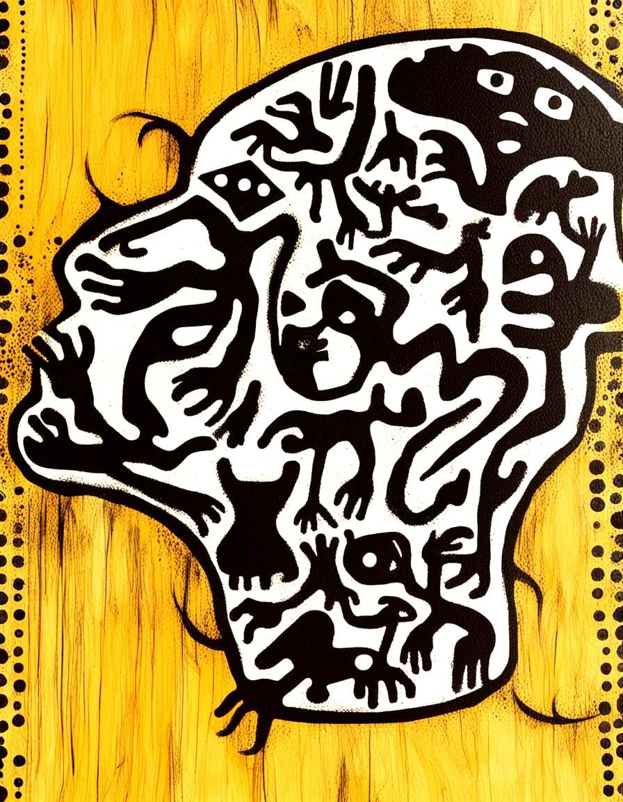 Human Silhouette Filled with Nazca Line Figures