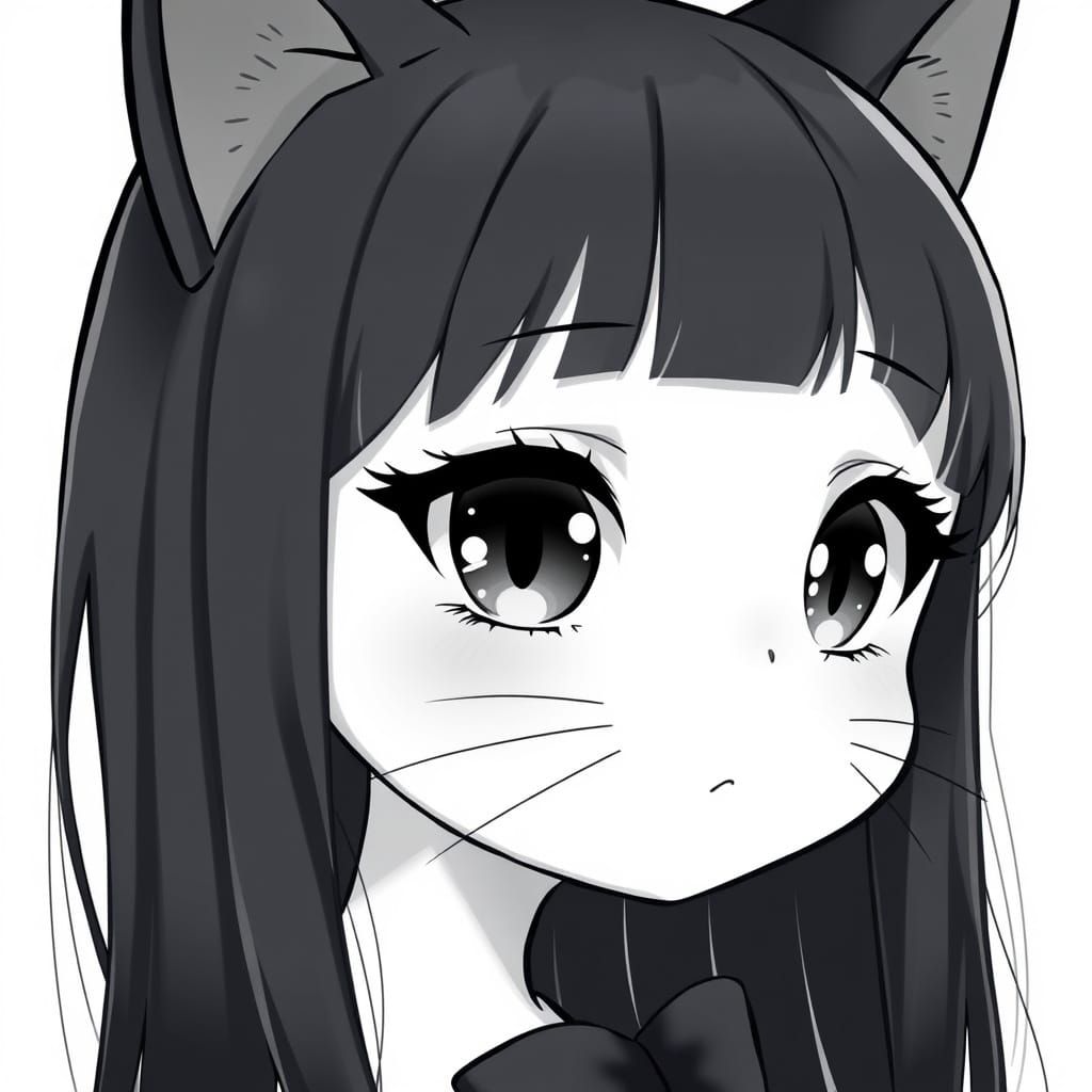 Chibi Anime Catgirl Portrait in Zerochan-Inspired Style