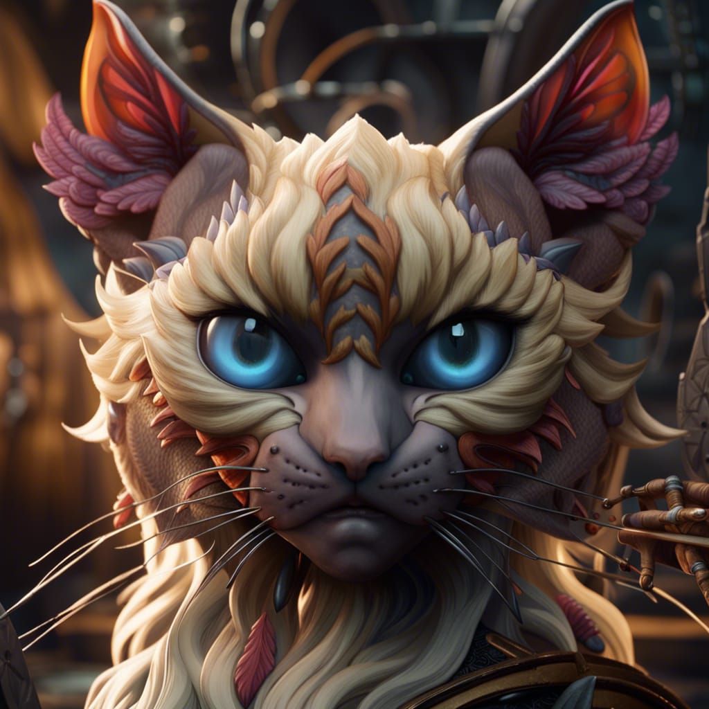 Feline-Human Hybrid in Detailed Fantasy Art