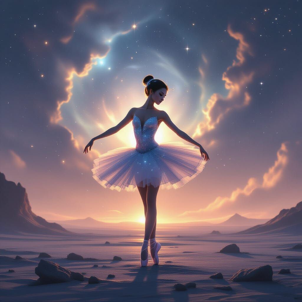 Stardust Ballerina Sculpture on Alien Planet