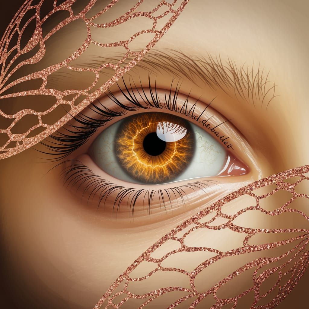Mesmerizing Eye with Butterfly Wings in Golden Light