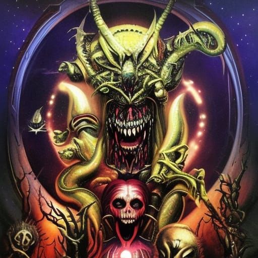 Terrifying Chupacabra in Dark Sci-Fi Fantasy Style