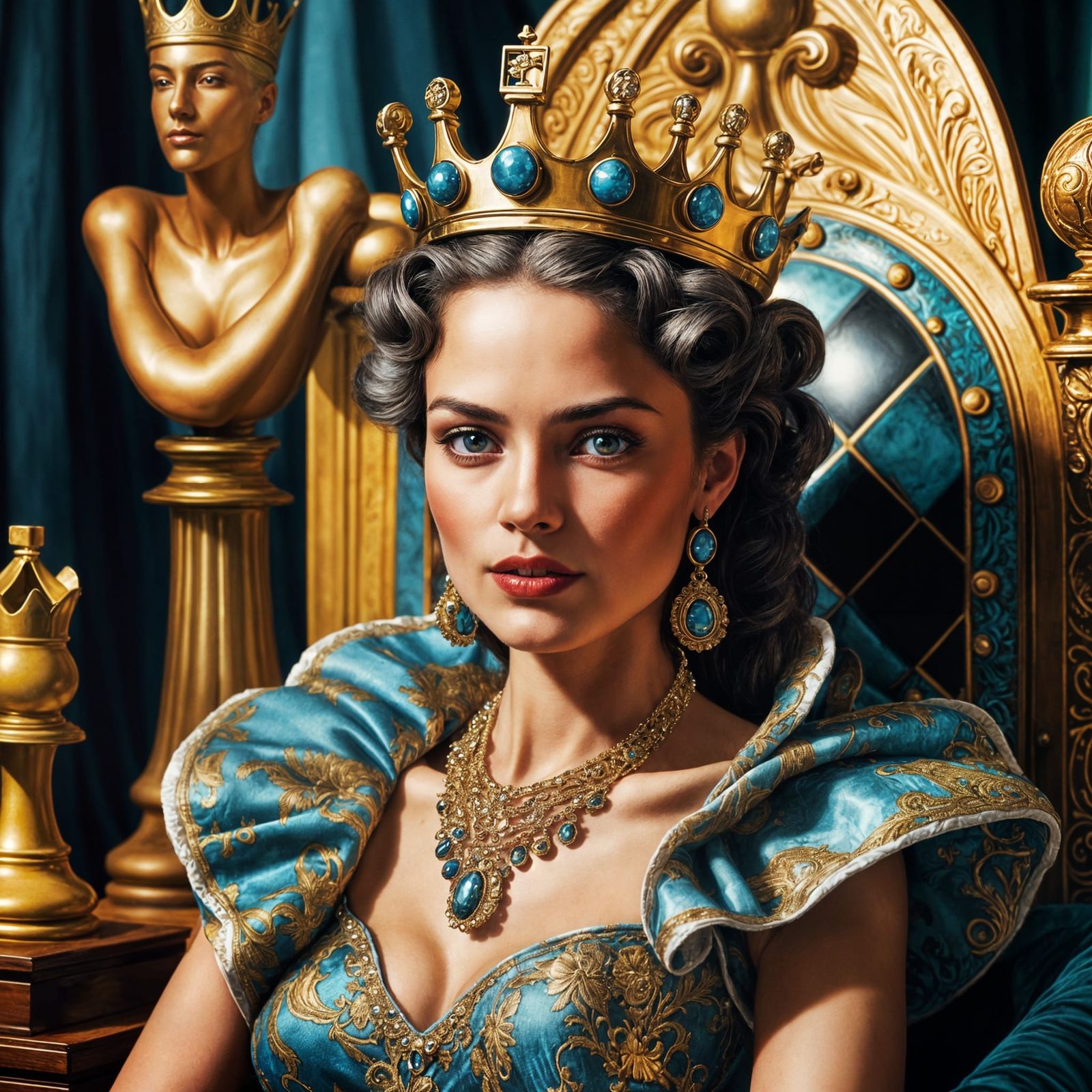 Chessboard Victory in a Dark Artistic Style