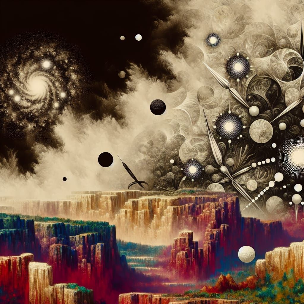 Cloisonné Portrait Over Dark Tsingy Rouge Landscape